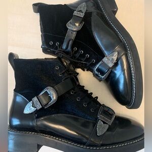 Office London Black and Velvet Boots
